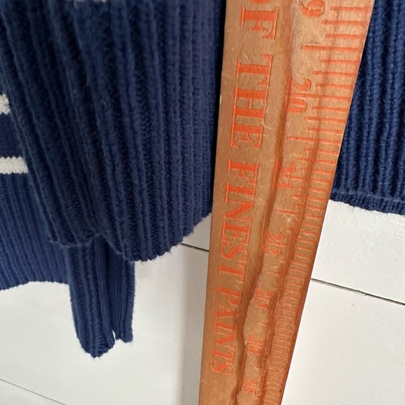 NWT KERRI ROSENTHAL knit striped embroidered font graphic V neck knit sweater M - Picture 9 of 12